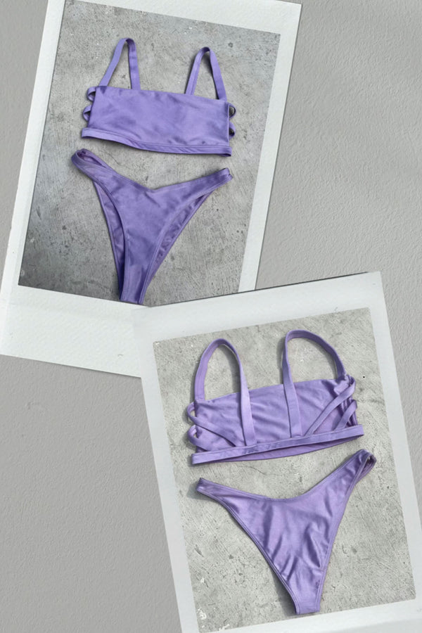 Ethically Handmade Bralette Bikini Top Cannes Brazilian bikini bottom color Lavender Sunbe Design