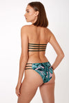 Ethically handmade multi-way Palm Print Bandeau Bikini Top multi-Way Regular Black Bikini Bottom Sunbe Design