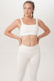 Montana bandeau top ethically handmade sustainable yoga wear Sunbe Design white color