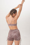 Parma Top and Como Short legging in brown print Sunbe Design sustainable ethically handmade yoga wear