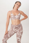 Parma Top clear print leaf ethically handmade and sustainable yoga wear by Sunbe Design white leaf print