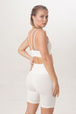 Parma top Pisa short legging ethically handmade sustainable yoga clothes Sunbe Design in colour white
