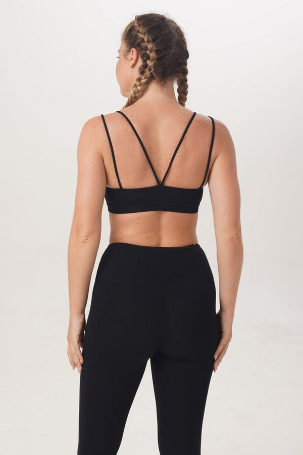 Parma yoga top and long legging in black colour sustainable ethically handmade Sunbe Design