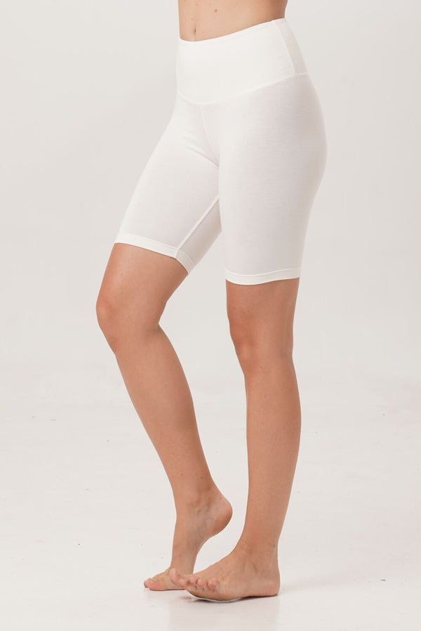 Parma top Pisa cyclist short ethically handmade sustainable yoga clothes Sunbe Design in white colour