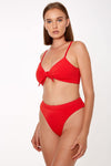 Sunbe Design  ethically handmade Multi-Way Bralette red Bikini Top High waist Bikini Bottom