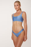 Sunbe Design new swimwear collection 2021 ethical handmade bralette bikini top in blue