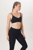 eco-responsible and ethically handmade yoga wear Sunbe Design top and long legging in black colour