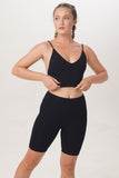 natural dyeing sustainable ethically handmade short legging Sunbe Design yoga wear in black color