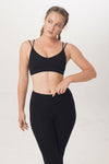 sustainable and ethically handmade yoga wear Sunbe Design top and long legging in black color