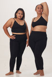 sustainable and ethically handmade yoga wear Sunbe Design top and long legging in black colour